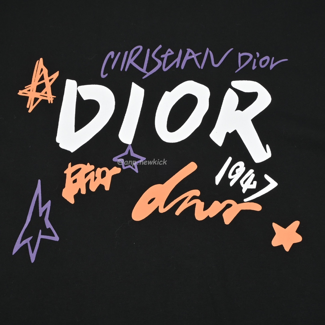 Dior Hand Drawn Sketch Logo Graffiti Short Sleeved T Shirt (5) - newkick.app